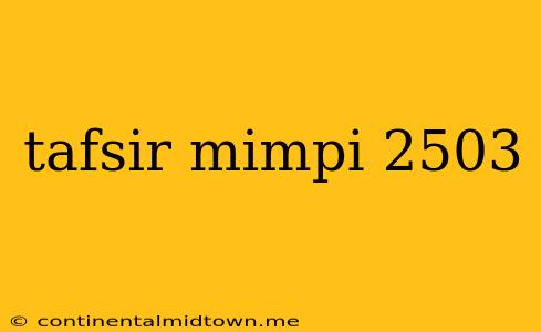 Tafsir Mimpi 2503